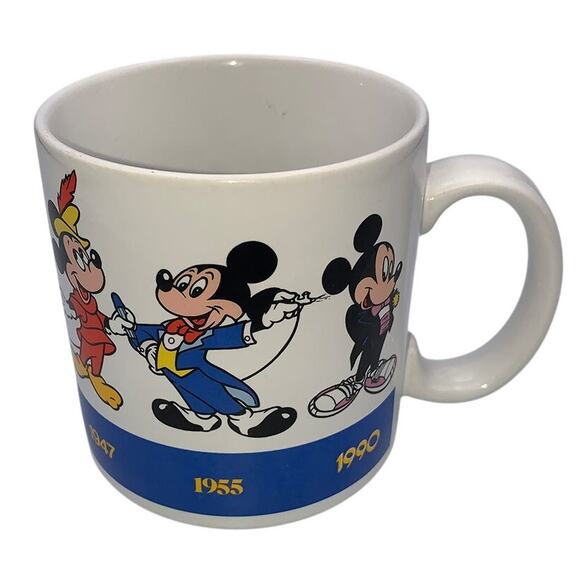 Vintage 1990s Disney Mickey Mouse Through the Years Ceramic Mug Applause 33417 - Picture 3 of 7
